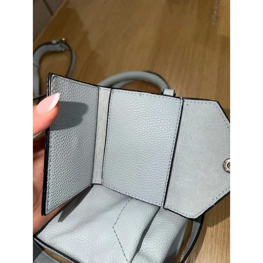 Steve Madden Light Blue Pebbled Satchel Crossbody Bag with Coin Purse Accessory